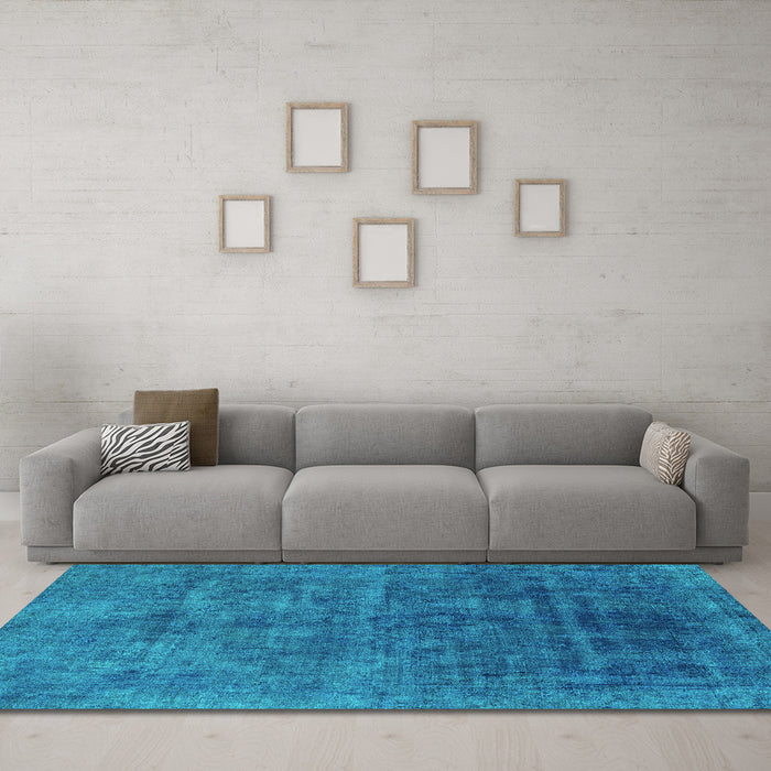 Machine Washable Abstract Turquoise Modern Area Rugs in a Living Room,, wshabs1777turq