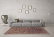 Machine Washable Abstract Brown Modern Rug in a Living Room,, wshabs1777brn