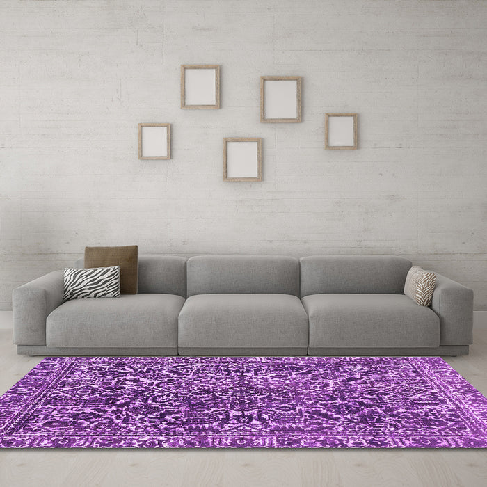 Machine Washable Abstract Purple Modern Area Rugs in a Living Room, wshabs1778pur