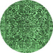 Round Abstract Emerald Green Modern Rug, abs1778emgrn