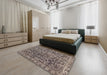 Abstract Taupe Brown Modern Rug in a Bedroom, abs1778