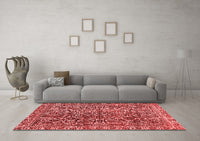 Machine Washable Abstract Red Modern Rug, wshabs1778red