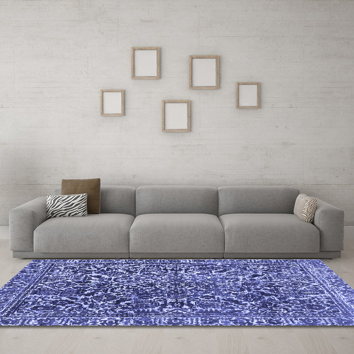 Machine Washable Abstract Blue Modern Rug in a Living Room, wshabs1778blu