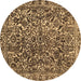 Round Abstract Brown Modern Rug, abs1778brn