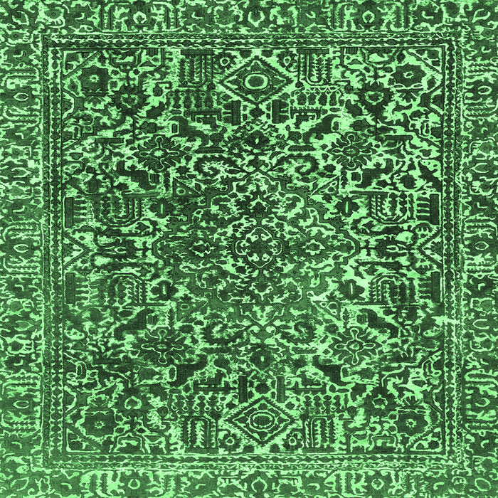 Square Machine Washable Abstract Emerald Green Modern Area Rugs, wshabs1778emgrn