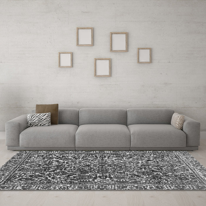 Machine Washable Abstract Gray Modern Rug in a Living Room,, wshabs1778gry