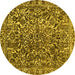 Round Abstract Yellow Modern Rug, abs1778yw