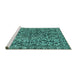 Sideview of Machine Washable Abstract Turquoise Modern Area Rugs, wshabs1778turq