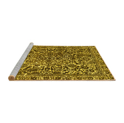 Sideview of Machine Washable Abstract Yellow Modern Rug, wshabs1778yw