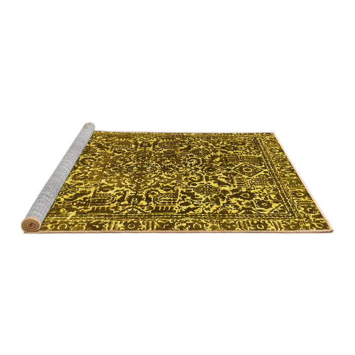 Sideview of Machine Washable Abstract Yellow Modern Rug, wshabs1778yw