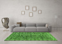 Machine Washable Abstract Green Modern Rug, wshabs1778grn