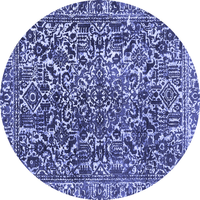 Round Machine Washable Abstract Blue Modern Rug, wshabs1778blu