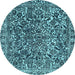 Round Machine Washable Abstract Light Blue Modern Rug, wshabs1778lblu