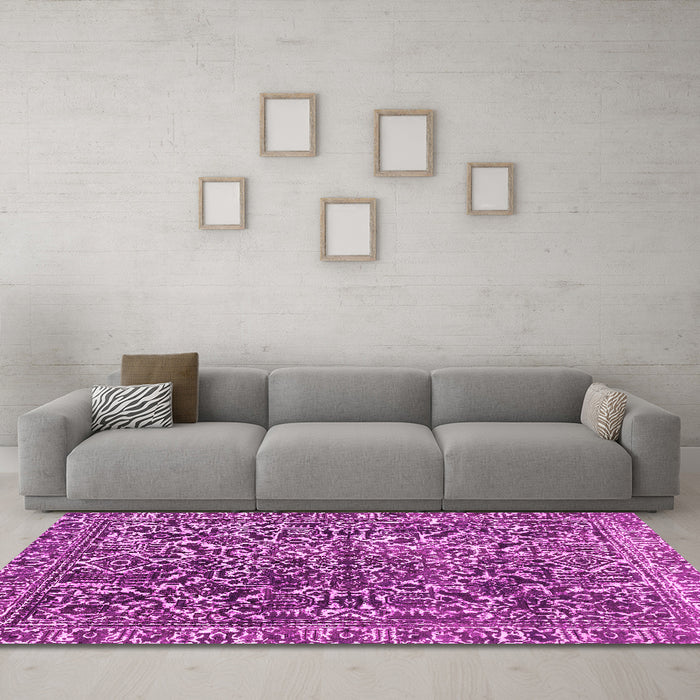 Machine Washable Abstract Pink Modern Rug in a Living Room, wshabs1778pnk