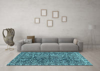 Machine Washable Abstract Light Blue Modern Rug, wshabs1778lblu