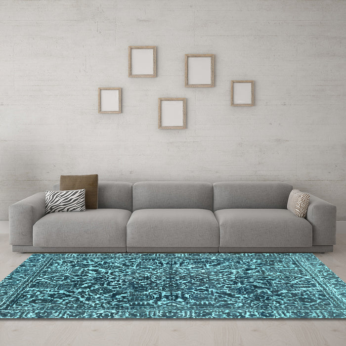Machine Washable Abstract Light Blue Modern Rug in a Living Room, wshabs1778lblu