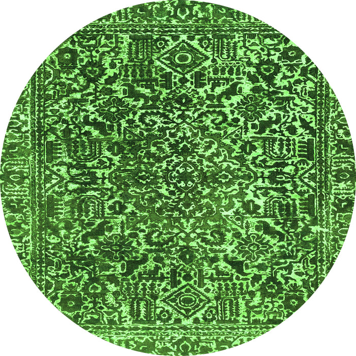 Round Machine Washable Abstract Green Modern Area Rugs, wshabs1778grn