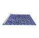 Sideview of Machine Washable Abstract Blue Modern Rug, wshabs1778blu