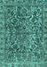 Machine Washable Abstract Turquoise Modern Area Rugs, wshabs1778turq