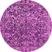 Round Machine Washable Abstract Pink Modern Rug, wshabs1778pnk