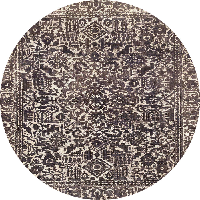 Round Abstract Taupe Brown Modern Rug, abs1778