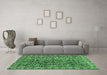 Machine Washable Abstract Emerald Green Modern Area Rugs in a Living Room,, wshabs1778emgrn