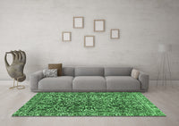 Machine Washable Abstract Emerald Green Modern Rug, wshabs1778emgrn