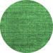 Round Abstract Emerald Green Modern Rug, abs1779emgrn