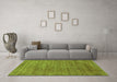 Machine Washable Abstract Green Modern Area Rugs in a Living Room,, wshabs1779grn