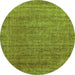 Round Abstract Green Modern Rug, abs1779grn