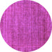 Round Machine Washable Abstract Purple Modern Area Rugs, wshabs1779pur