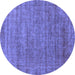 Round Abstract Blue Modern Rug, abs1779blu