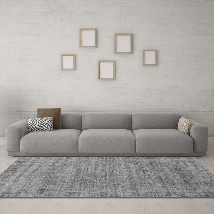 Machine Washable Abstract Gray Modern Rug in a Living Room,, wshabs1779gry