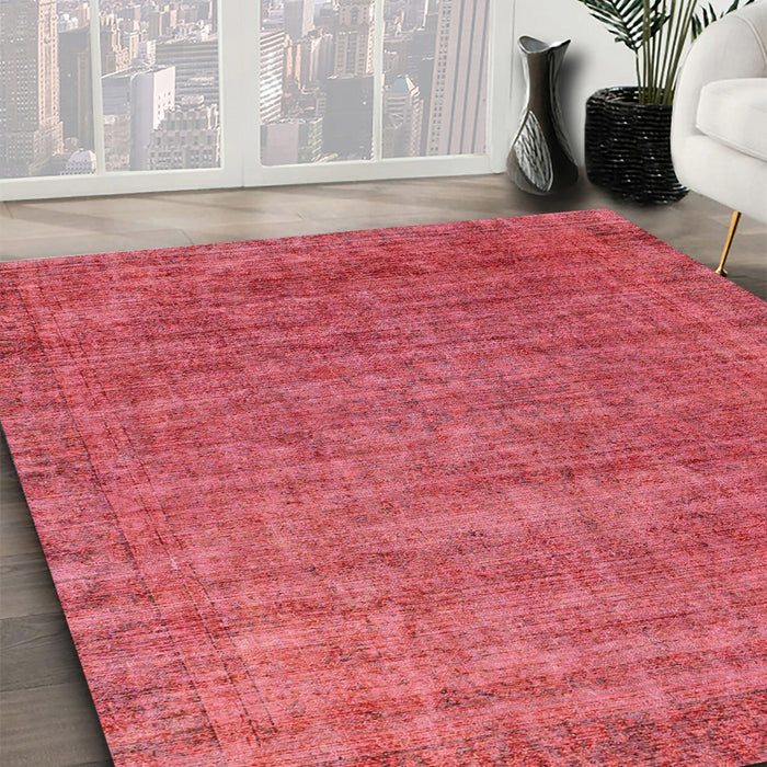 Abstract Red Modern Rug in Family Room, abs1779