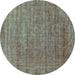 Round Abstract Turquoise Modern Rug, abs1779turq