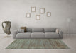 Machine Washable Abstract Turquoise Modern Area Rugs in a Living Room,, wshabs1779turq