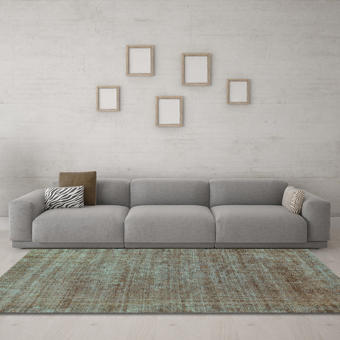 Machine Washable Abstract Turquoise Modern Area Rugs in a Living Room,, wshabs1779turq