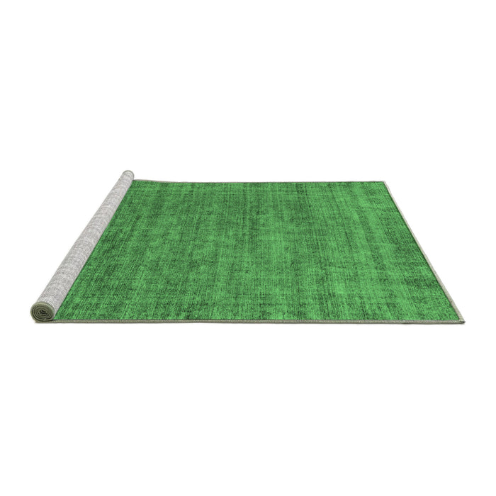 Sideview of Machine Washable Abstract Emerald Green Modern Area Rugs, wshabs1779emgrn