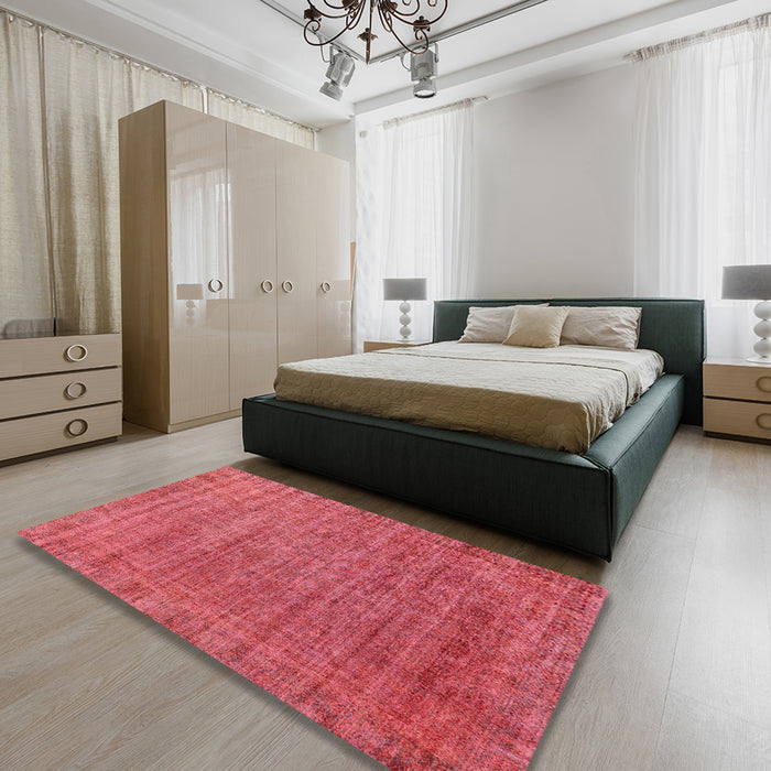 Abstract Red Modern Rug in a Bedroom, abs1779
