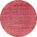 Round Machine Washable Abstract Red Rug, wshabs1779