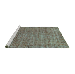 Sideview of Machine Washable Abstract Turquoise Modern Area Rugs, wshabs1779turq