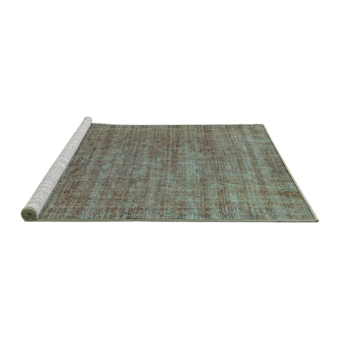 Sideview of Machine Washable Abstract Turquoise Modern Area Rugs, wshabs1779turq