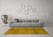 Machine Washable Abstract Yellow Modern Rug in a Living Room, wshabs177yw