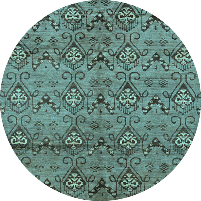 Round Abstract Light Blue Modern Rug, abs177lblu