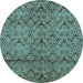 Round Abstract Light Blue Modern Rug, abs177lblu