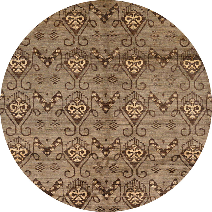Round Machine Washable Abstract Saddle Brown Rug, wshabs177