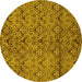 Round Machine Washable Abstract Yellow Modern Rug, wshabs177yw