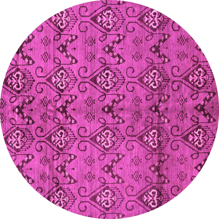 Round Machine Washable Abstract Pink Modern Rug, wshabs177pnk