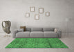 Machine Washable Abstract Emerald Green Modern Area Rugs in a Living Room,, wshabs177emgrn