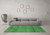 Machine Washable Abstract Emerald Green Modern Rug, wshabs177emgrn